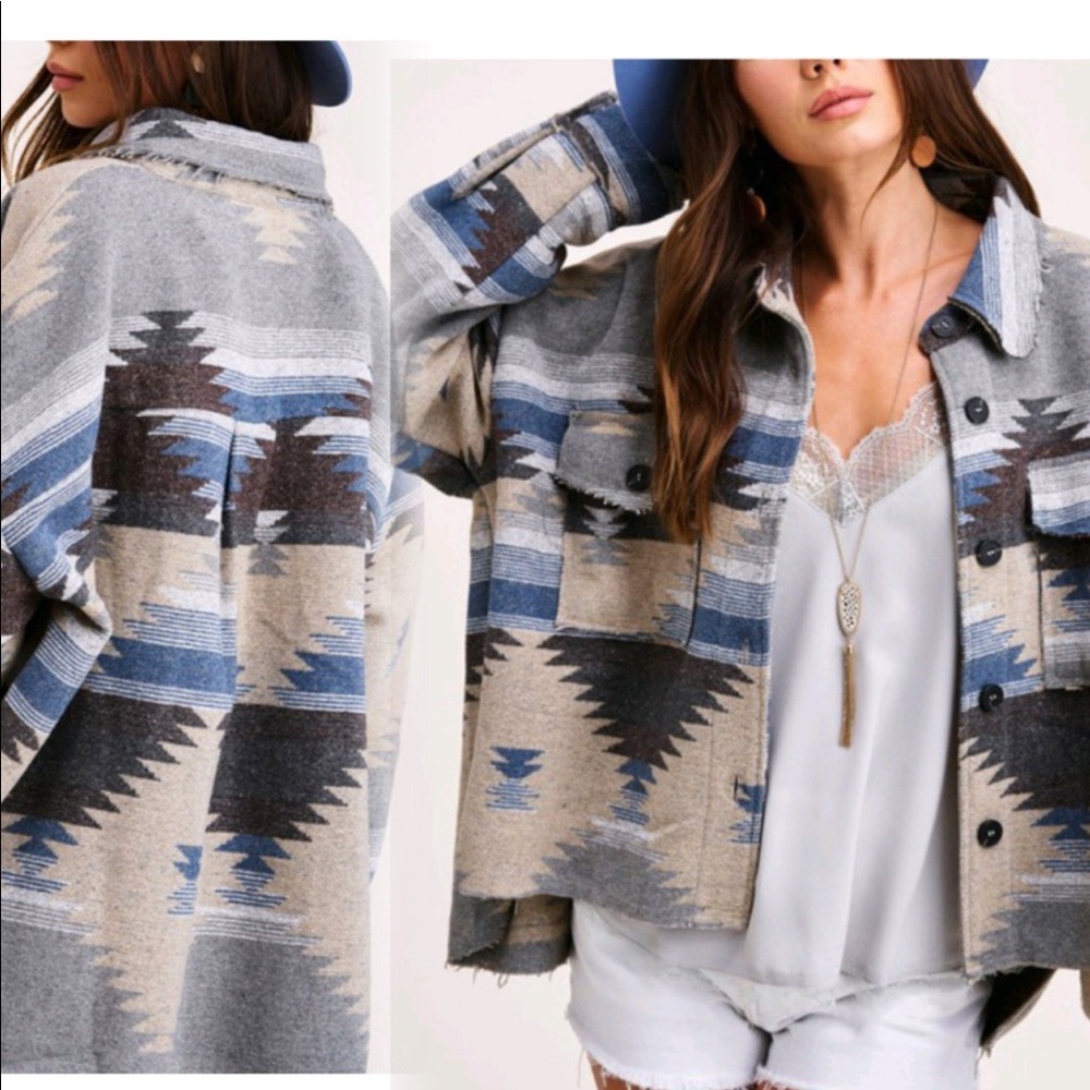 Last 1  L then sold out New Bohemian Aztec Southwest Sedona High Low Jacket - Picture 4 of 12